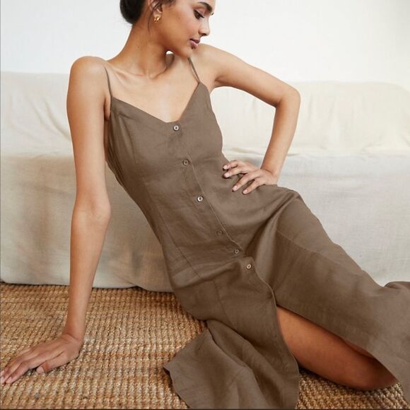 WILFRED Chariot Linen Midi Dress in White Medium - Picture 9 of 9